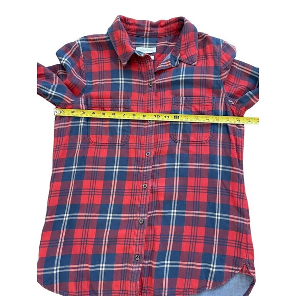 TREASURE AND BOND Red Flannel Button Up Long‎ Sleeve Top Size Medium - Picture 4 of 6